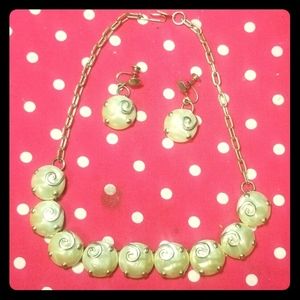 Vintage necklace and earrings gold tone set